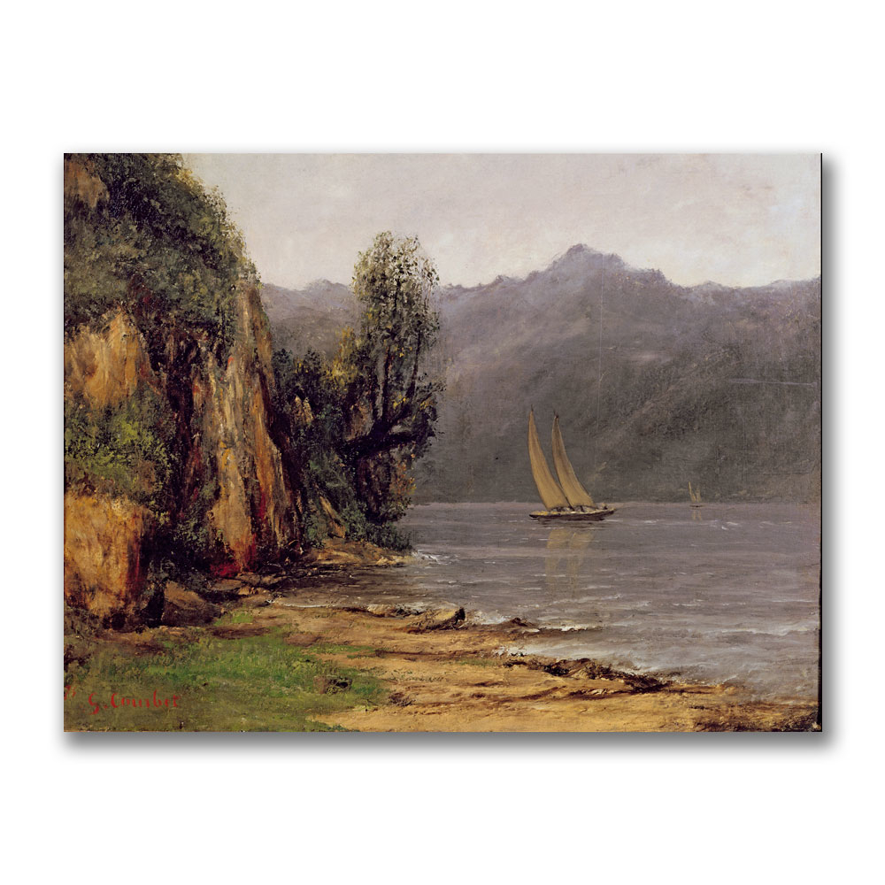 Gustave Courbet 'Vue Du Lac Leman' Canvas Wall Art 35 X 47