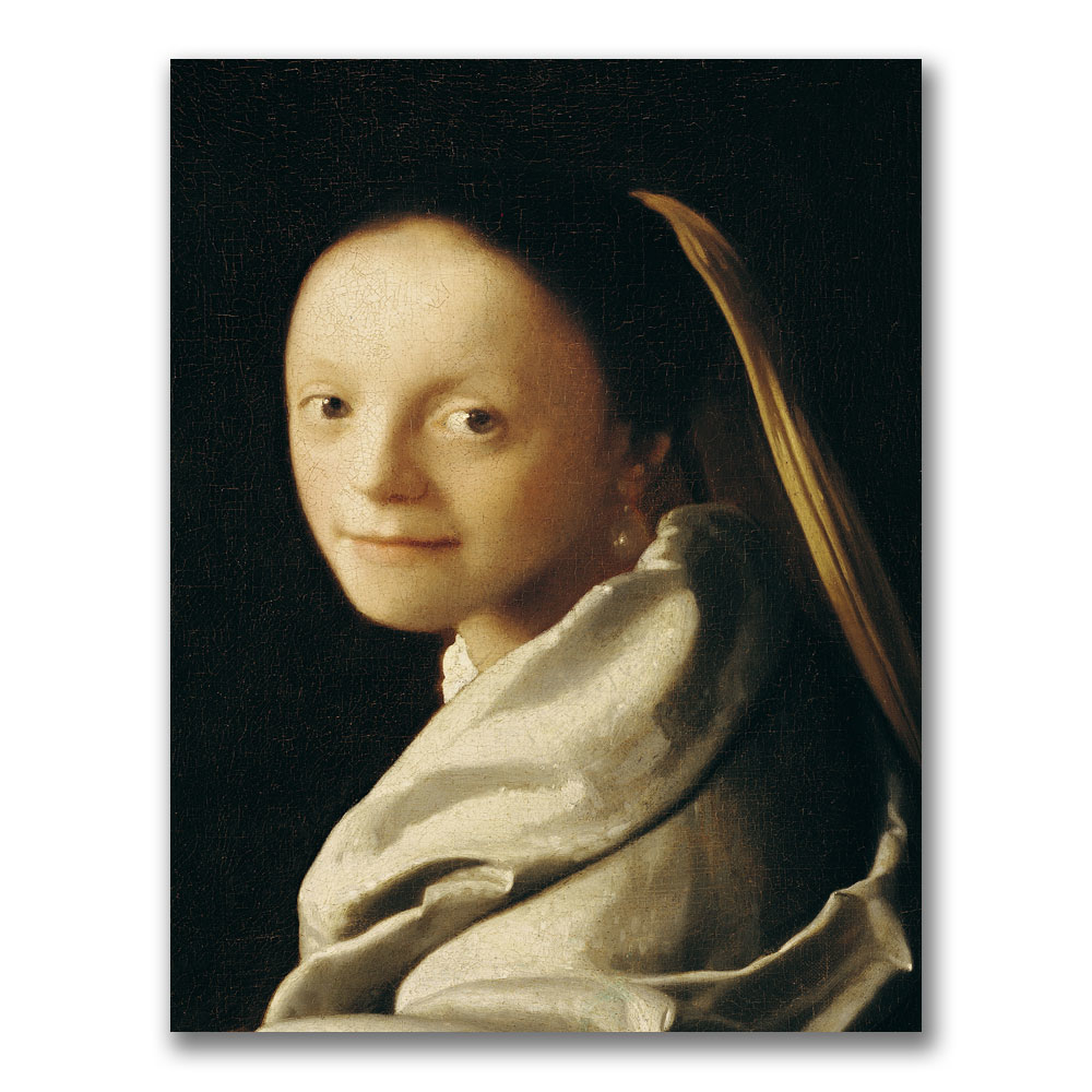 Jan Vermeer 'Portrait Of A Young Woman' Canvas Wall Art 35 X 47