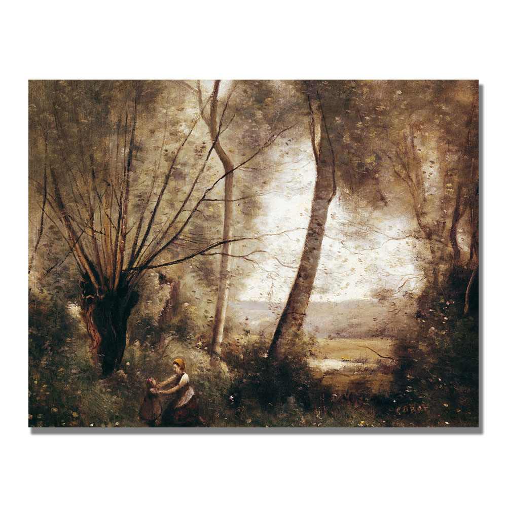 Jean Baptiste Corot 'Landscape' Canvas Wall Art 35 X 47