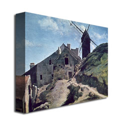 Jean Baptiste Corot 'A Windmill At Montmartre' Canvas Wall Art 35 X 47