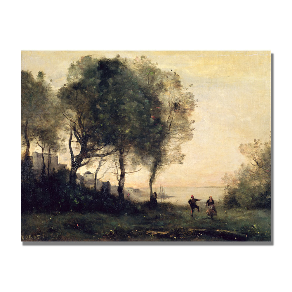 Jean Baptiste Corot 'Souvenir Of Italy' Canvas Wall Art 35 X 47