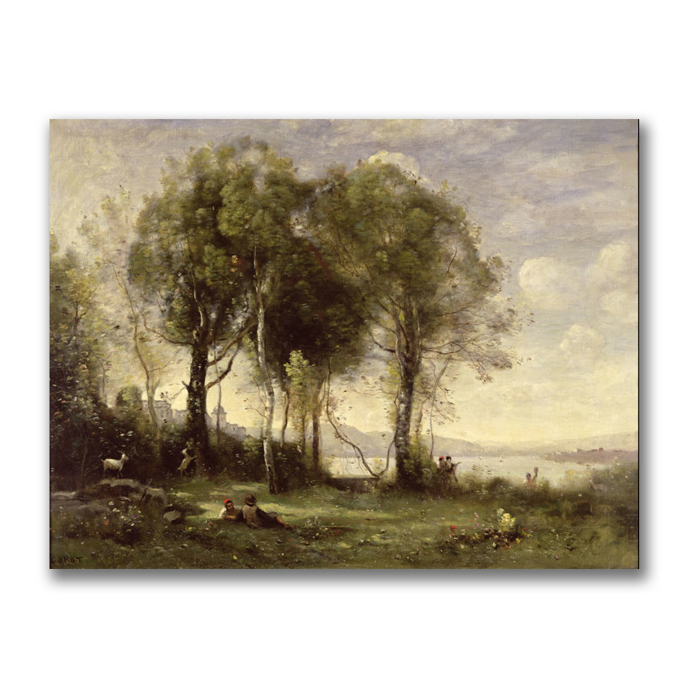 Jean Baptiste Corot 'The Goatherds Of The Castle' Canvas Wall Art 35 X 47