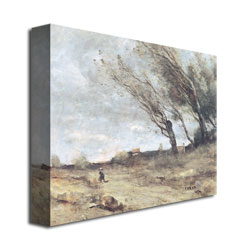Jean Baptiste Corot 'The Gust Of Wind' Canvas Wall Art 35 X 47