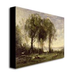 Jean Baptiste Corot 'The Goatherds Of The Castle' Canvas Wall Art 35 X 47
