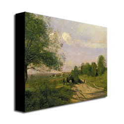 Jean Baptiste Corot 'The Wagon Souvenir Of Saintry' Canvas Wall Art 35 X 47