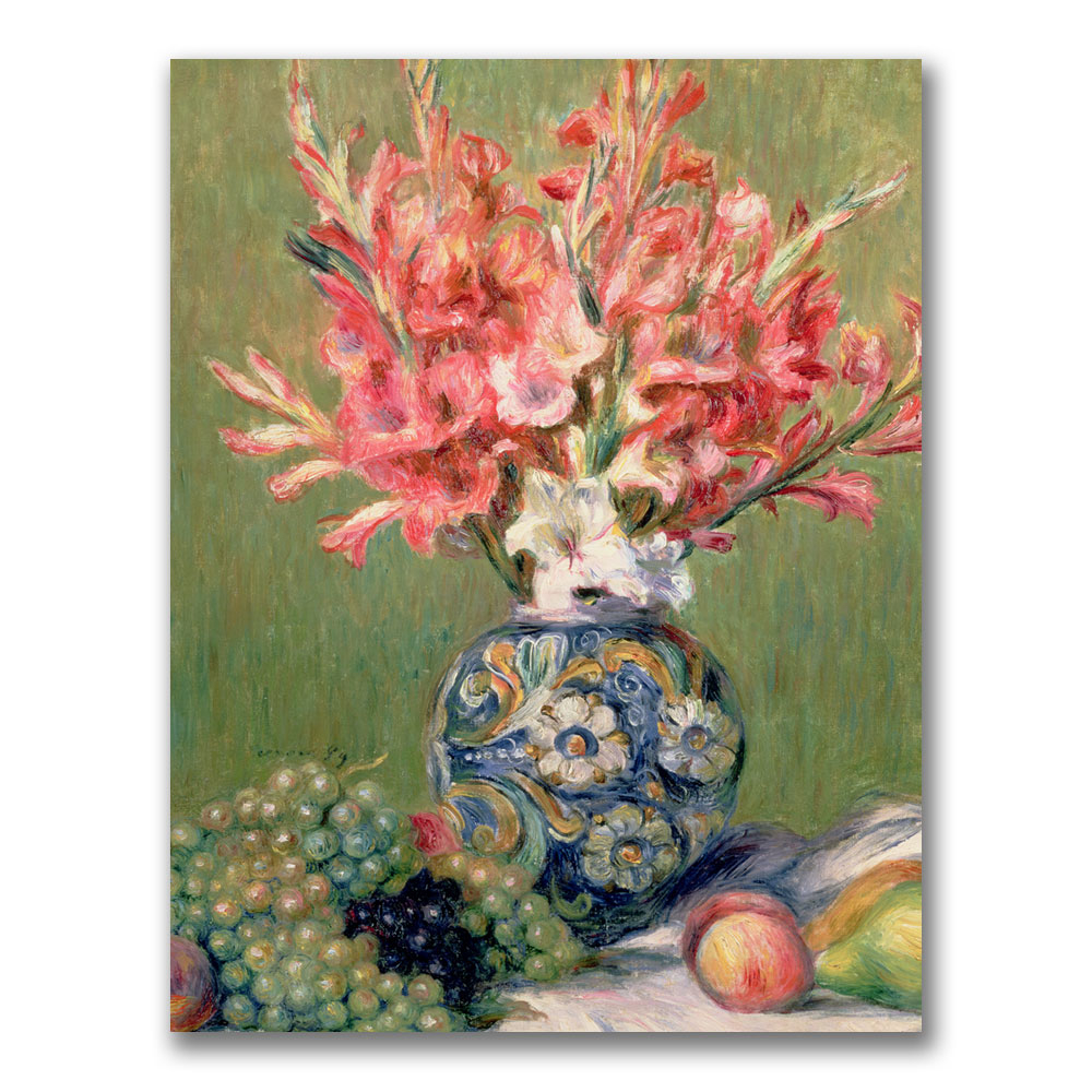 Pierre Renoir 'Still Life Of Fruit And Flowers' Canvas Wall Art 35 X 47