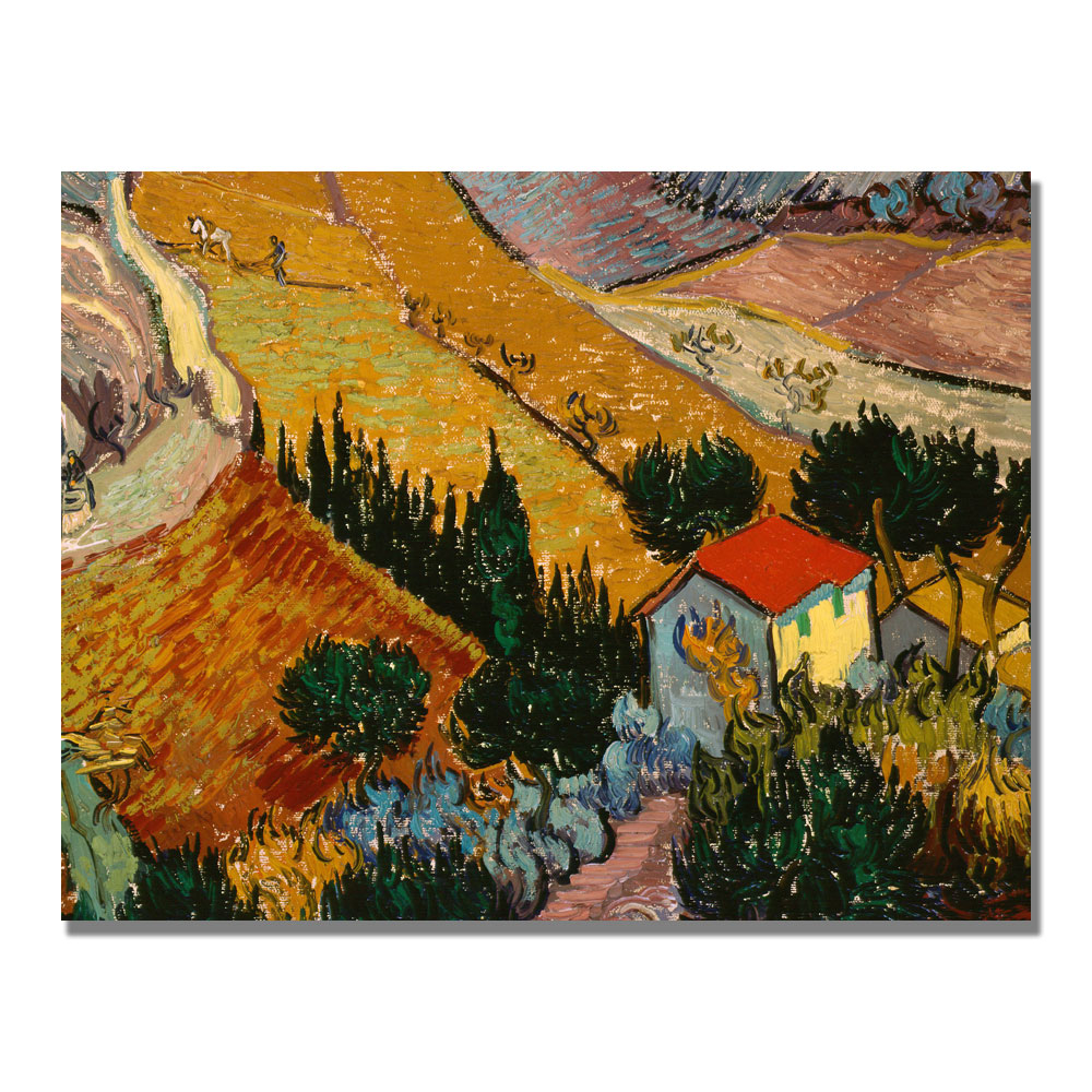 Vincent Van Gogh 'Landscape With House' Canvas Wall Art 35 X 47