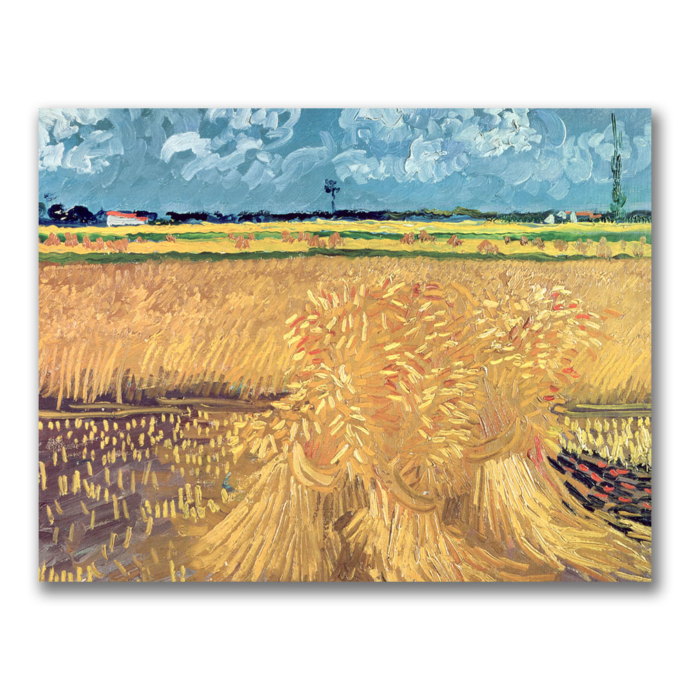 Vincent Van Gogh 'Wheatfield With Sheaves 1888' Canvas Wall Art 35 X 47