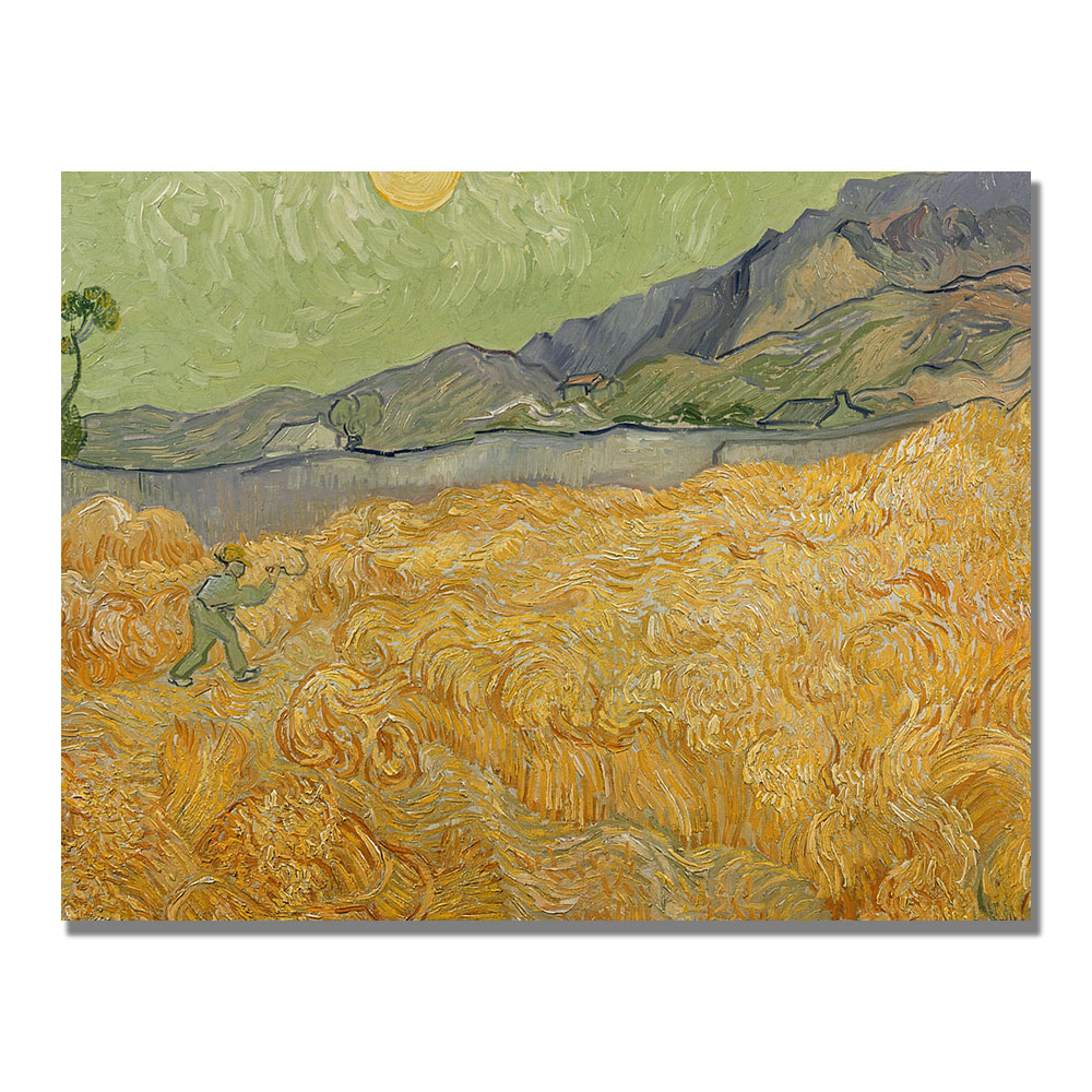 Vincent Van Gogh 'Wheatfields With Reaper' Canvas Wall Art 35 X 47