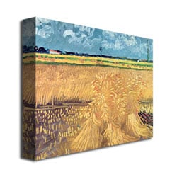 Vincent Van Gogh 'Wheatfield With Sheaves 1888' Canvas Wall Art 35 X 47