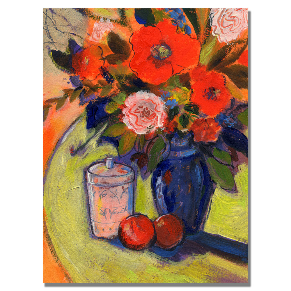 Shelia Golden 'Red Flowers With Jar' Canvas Wall Art 35 X 47