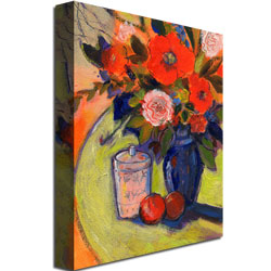 Shelia Golden 'Red Flowers With Jar' Canvas Wall Art 35 X 47