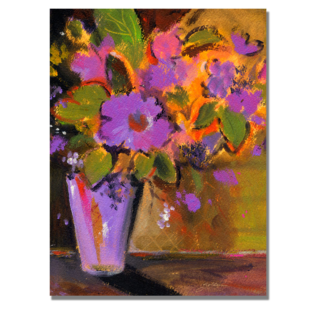 Shelia Golden 'Purple Magenta Flowers' Canvas Wall Art 35 X 47