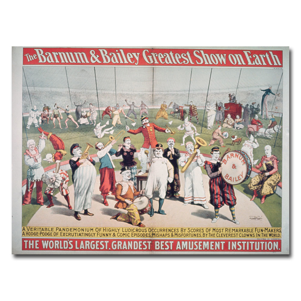 Barnum And Bailey Greatest Show On Earth' Canvas Wall Art 35 X 47