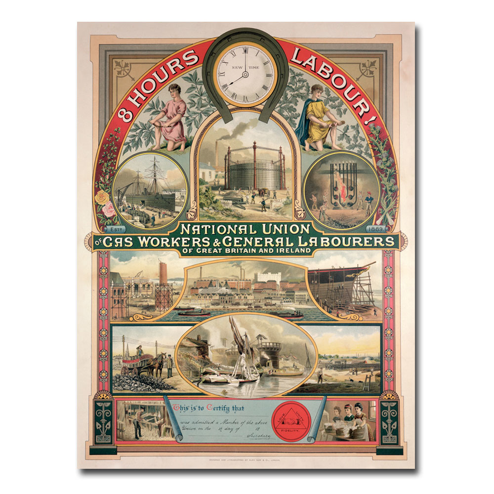 National Union Gas And General Labourers 1889' Canvas Wall Art 35 X 47