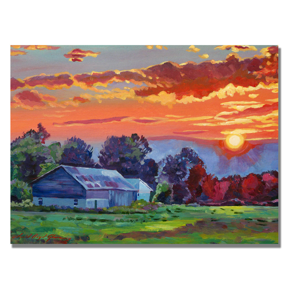 David Lloyd Glover 'The Sun Sets Over The Hill' Canvas Wall Art 35 X 47