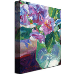 David Lloyd Glover 'Pink Flowers In Green Vase' Canvas Wall Art 35 X 47