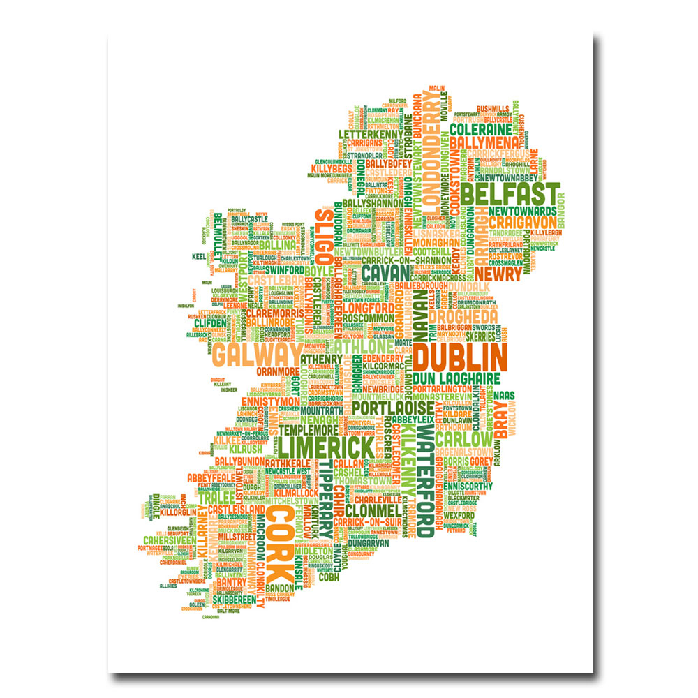 Michael Tompsett 'Ireland City Map II' Canvas Wall Art 35 X 47 Inches