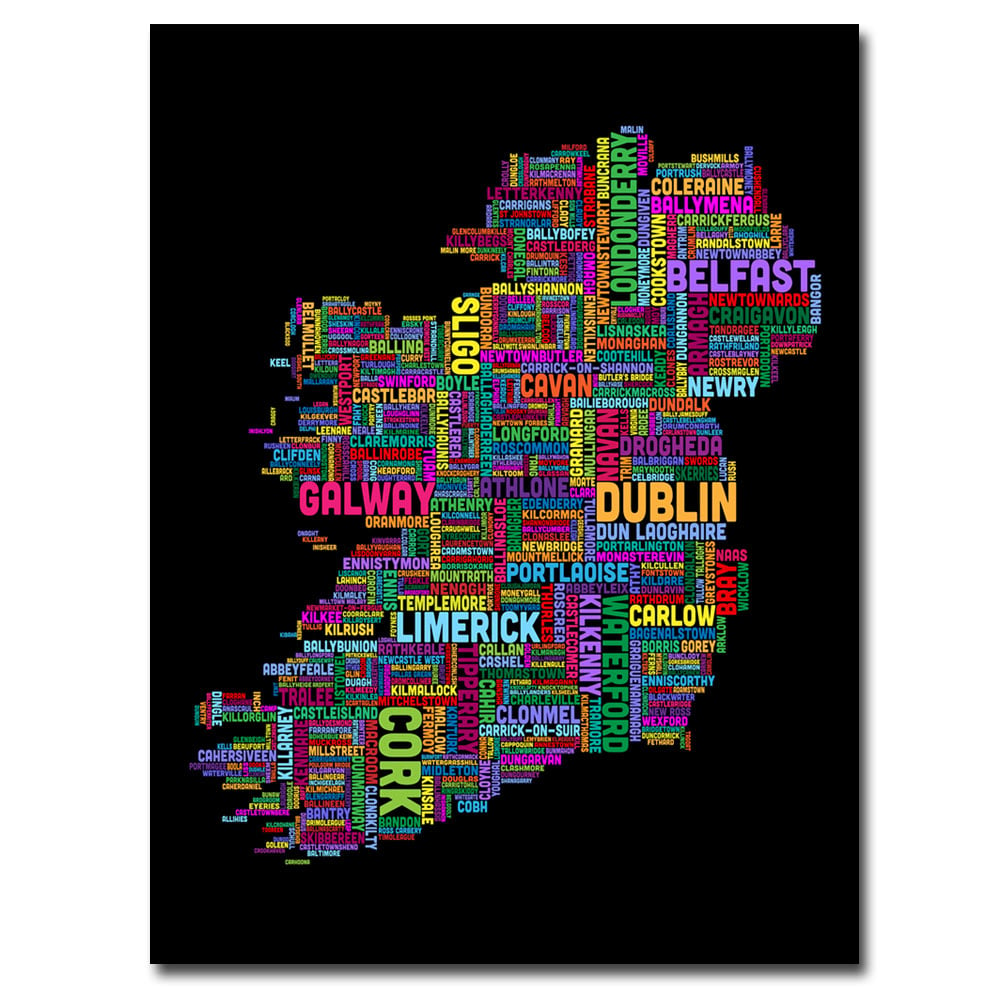 Michael Tompsett 'Ireland City Map IV' Canvas Wall Art 35 X 47 Inches