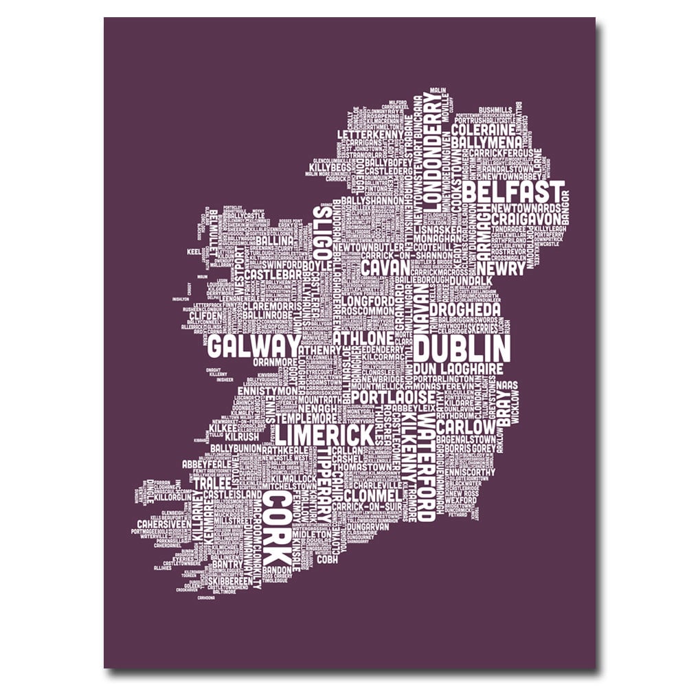 Michael Tompsett 'Ireland City Map IX' Canvas Wall Art 35 X 47 Inches