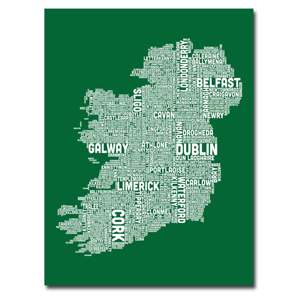 Michael Tompsett 'Ireland City Map VIII' Canvas Wall Art 35 X 47 Inches