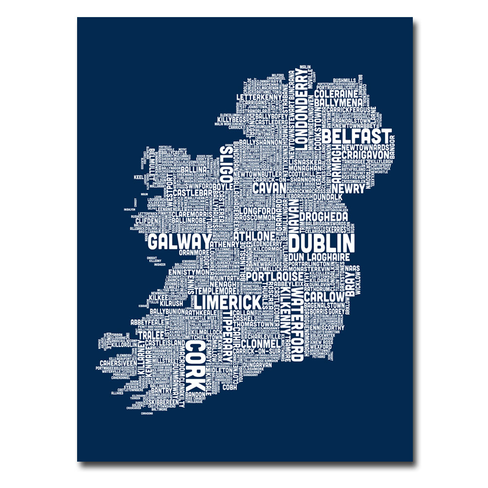 Michael Tompsett 'Ireland City Map X' Canvas Wall Art 35 X 47 Inches