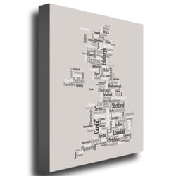 Michael Tompsett 'UK City Text Map' Canvas Wall Art 35 X 47