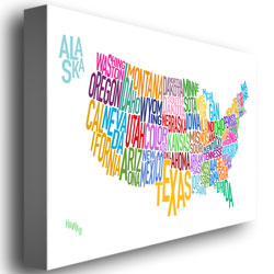 Michael Tompsett 'US States Text Map' Canvas Wall Art 35 X 47