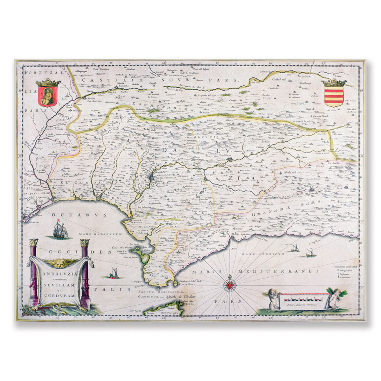 Map Of Andalusia Spain' Canvas Wall Art 35 X 47