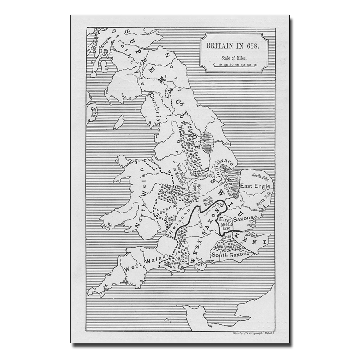 Map Of Britain In 658' Canvas Wall Art 35 X 47