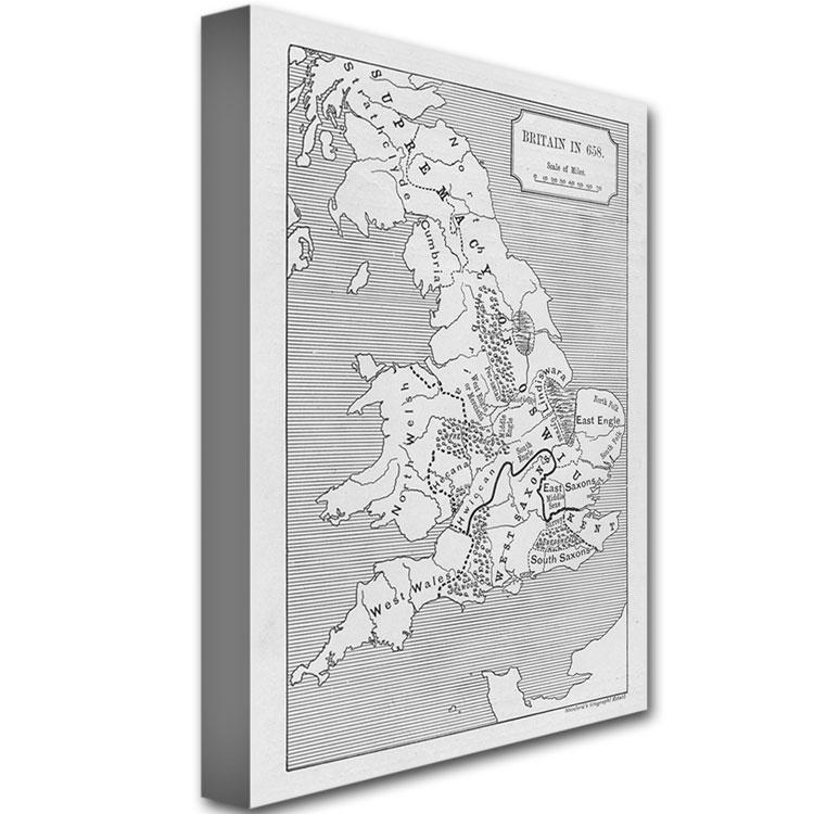 Map Of Britain In 658' Canvas Wall Art 35 X 47
