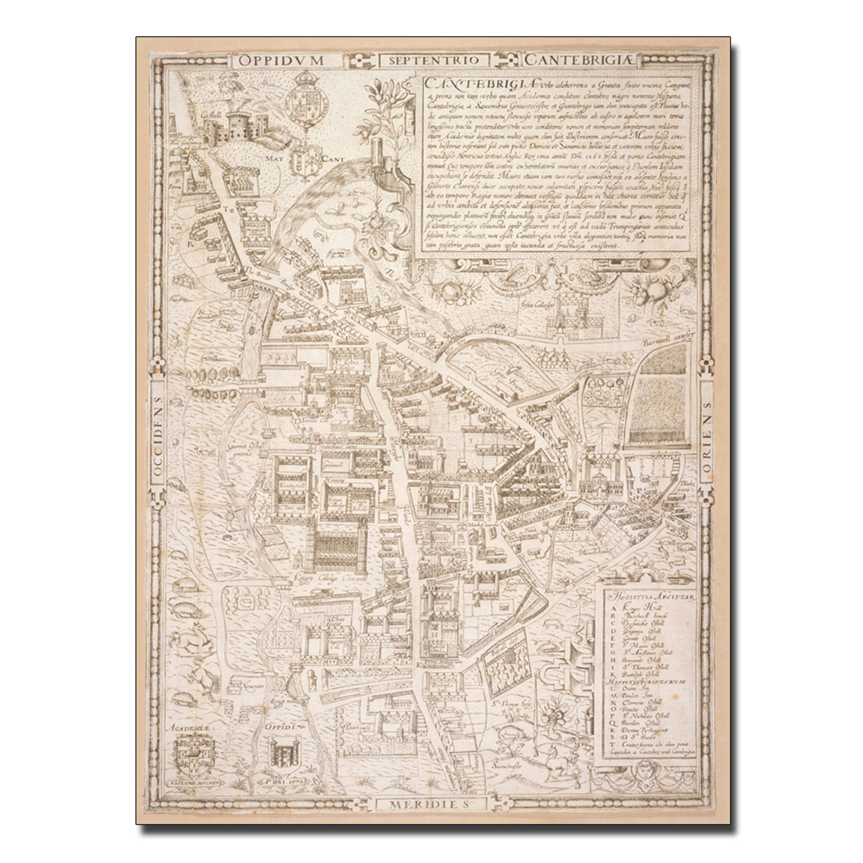 Richard Lyne 'Map Of Cambridge 1574' Canvas Wall Art 35 X 47