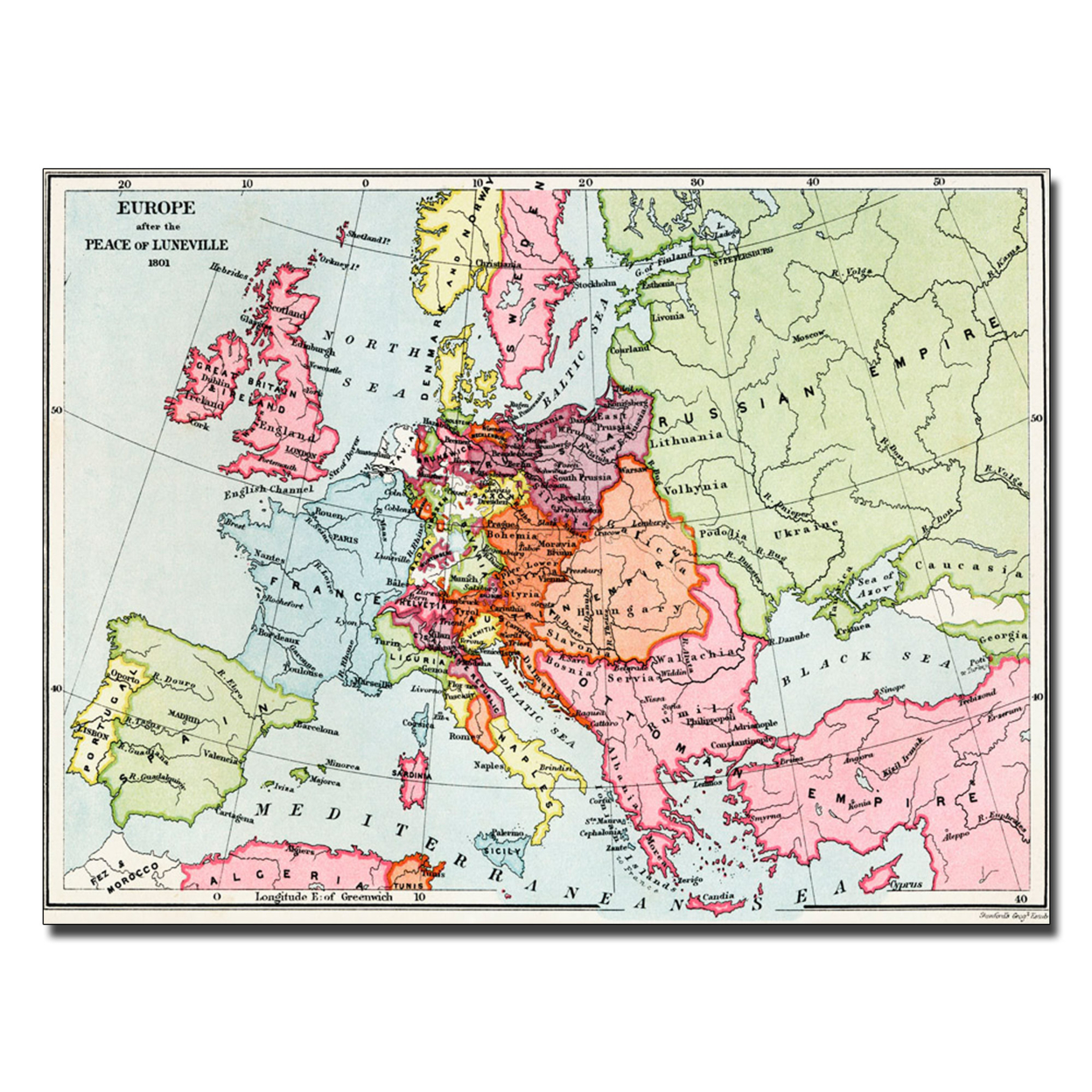 Europe After The Peace Of Luneville 1801' Canvas Wall Art 35 X 47