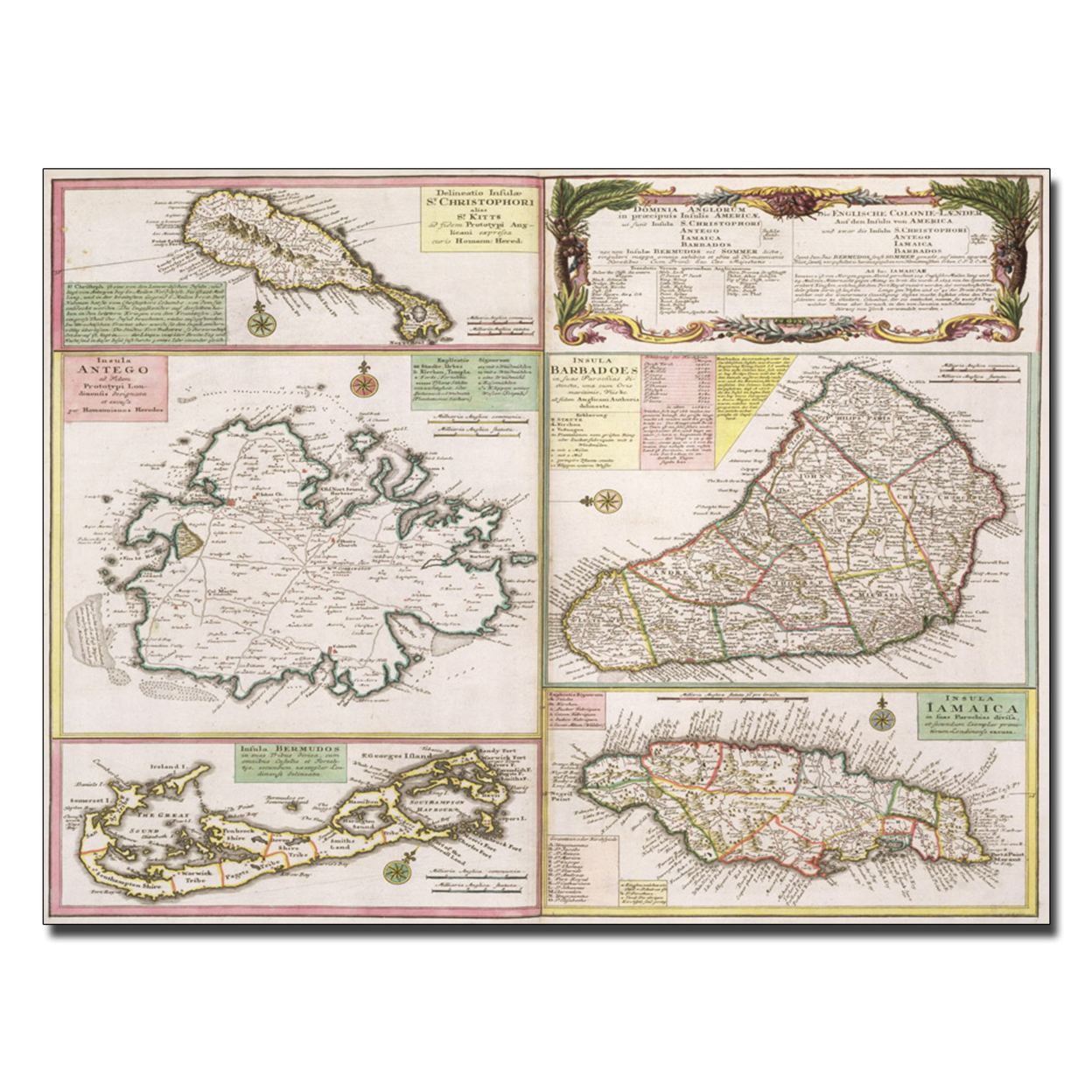 Map Of English Colonies In The Caribbean 1750' Canvas Wall Art 35 X 47