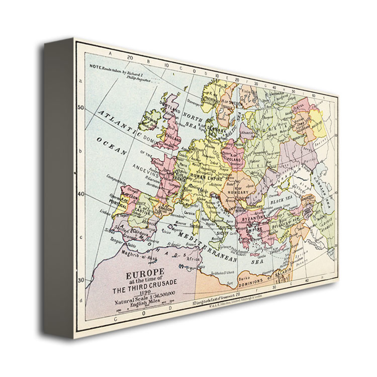 Europe At The Time Of The Third Crusade 1190' Canvas Wall Art 35 X 47