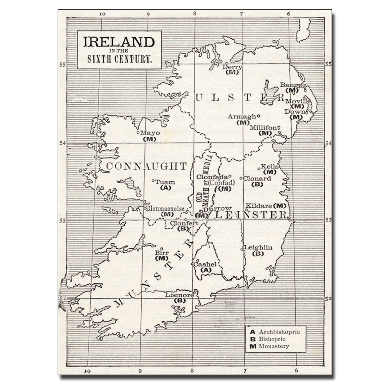 Map Of Ireland In The Sixth Century' Canvas Wall Art 35 X 47
