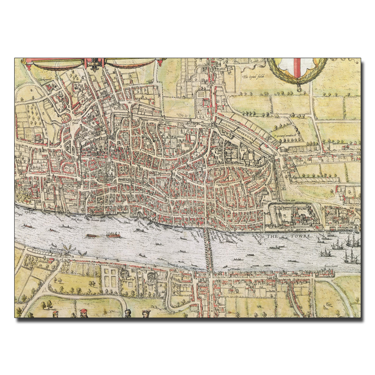 Map Of London 1572' Canvas Wall Art 35 X 47