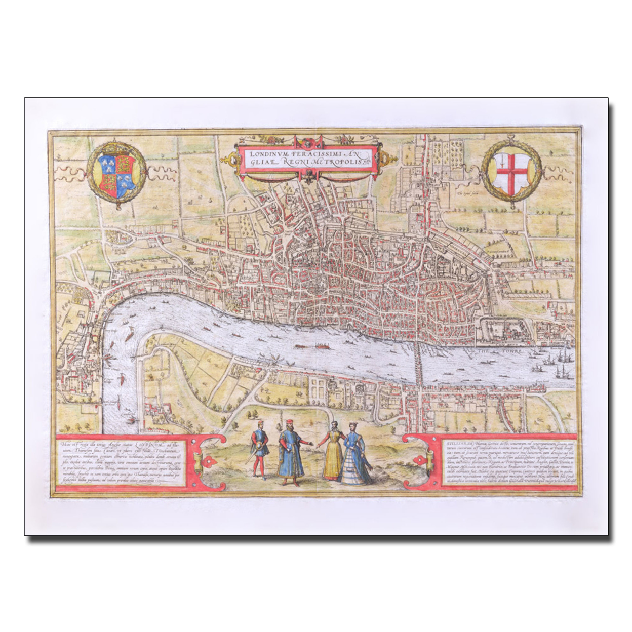 Map Of London C 1572' Canvas Wall Art 35 X 47