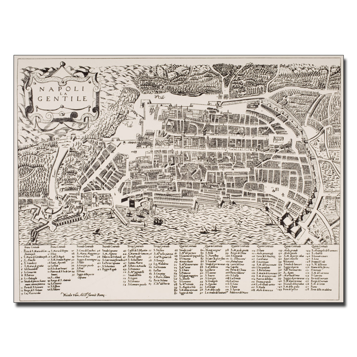 Map Of Naples 1600' Canvas Wall Art 35 X 47