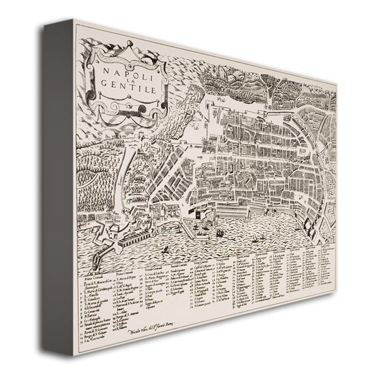 Map Of Naples 1600' Canvas Wall Art 35 X 47