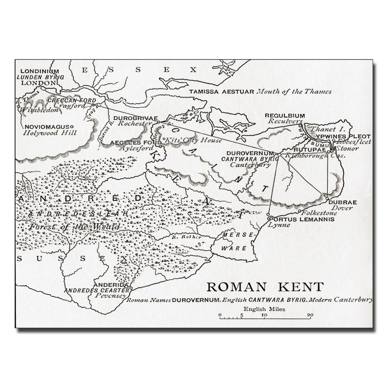 Map Of Roman Kent England' Canvas Wall Art 35 X 47