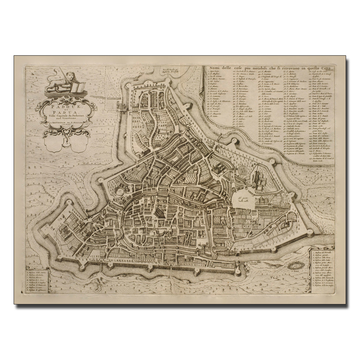 Pierre Mortier 'Map Of Padua 1704' Canvas Wall Art 35 X 47