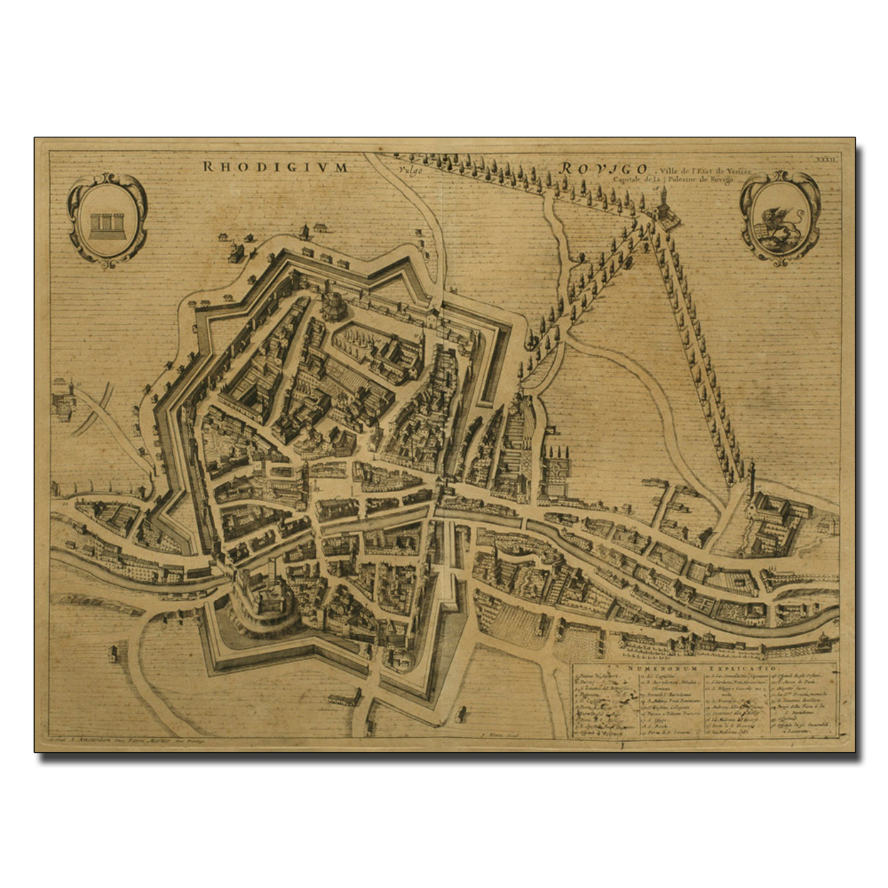 Pierre Mortier 'Map Of Rovigo 1704' Canvas Wall Art 35 X 47