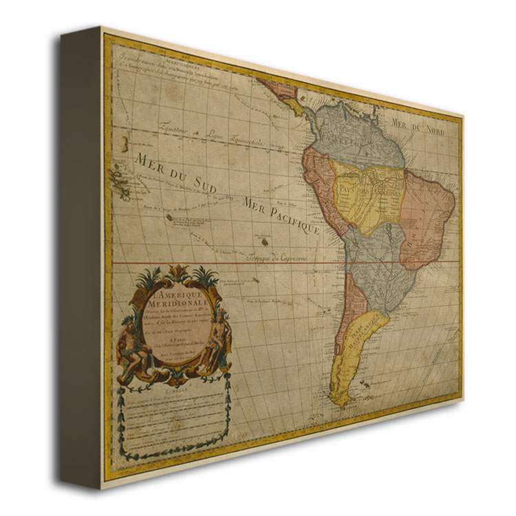 Guillaume Delisle Map Of South America 1700 Canvas Wall Art 35 X 47