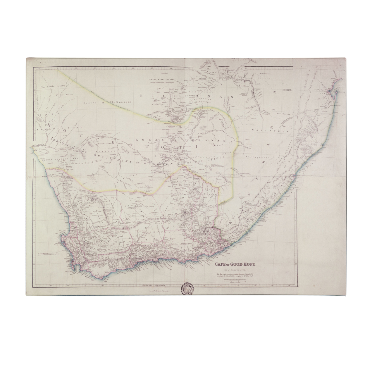 John Arrowsmith Map Of Southern Africa 1834 Canvas Wall Art 35 X 47