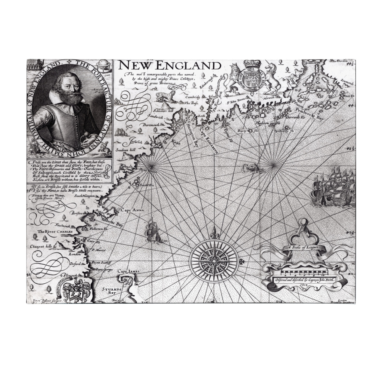 John Smith 'Coast Of New England 1614' Canvas Wall Art 35 X 47
