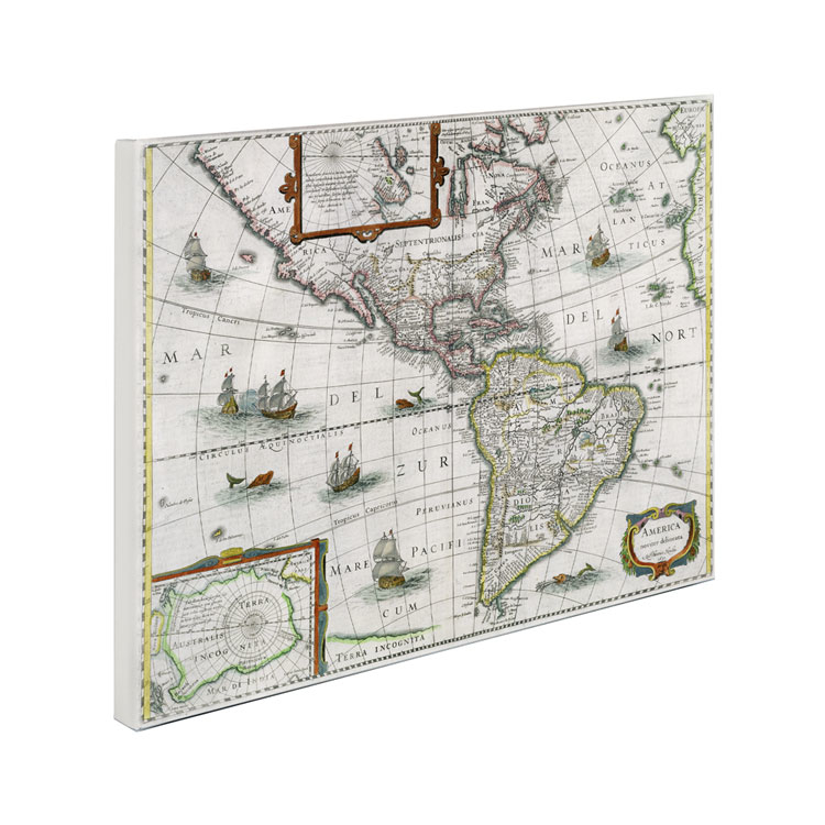 Henricus Hondius 'Map Of The Americas 1631' Canvas Wall Art 35 X 47