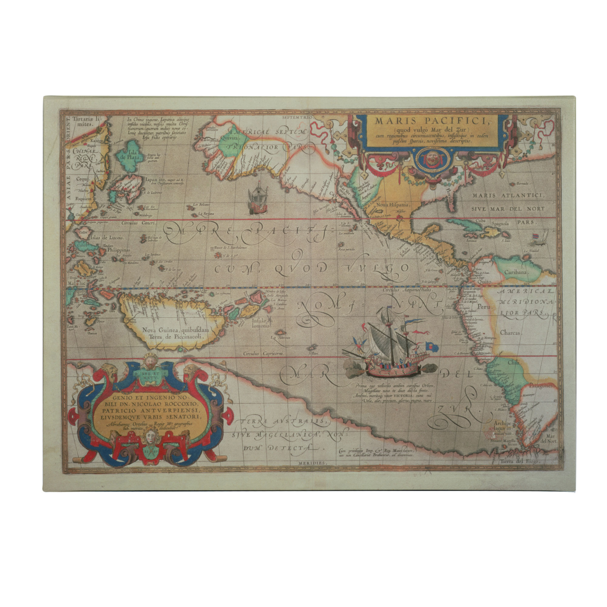 Abrahamus Ortelius 'Map Of The Pacific 1589' Canvas Wall Art 35 X 47