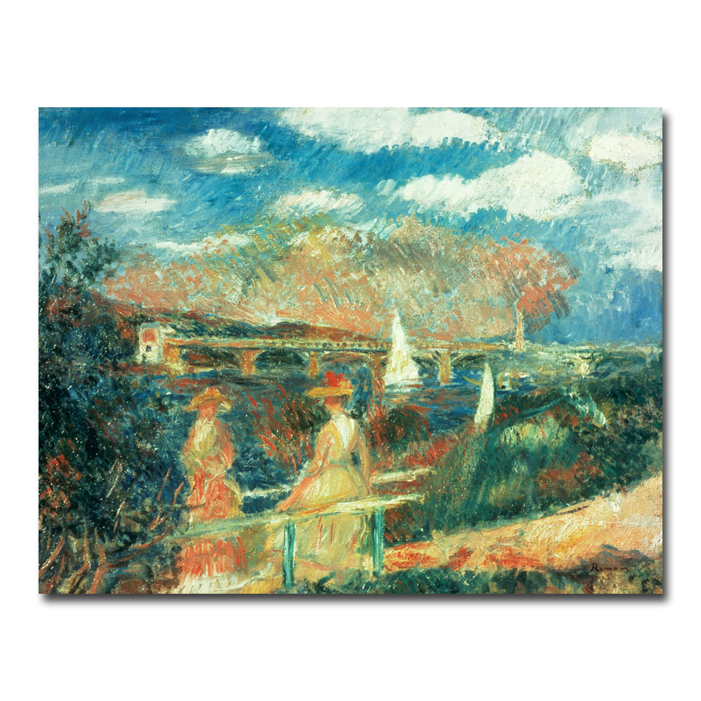 Pierre Renoir 'Banks Of The Seine At Argenteuil' Canvas Wall Art 35 X 47 Inches