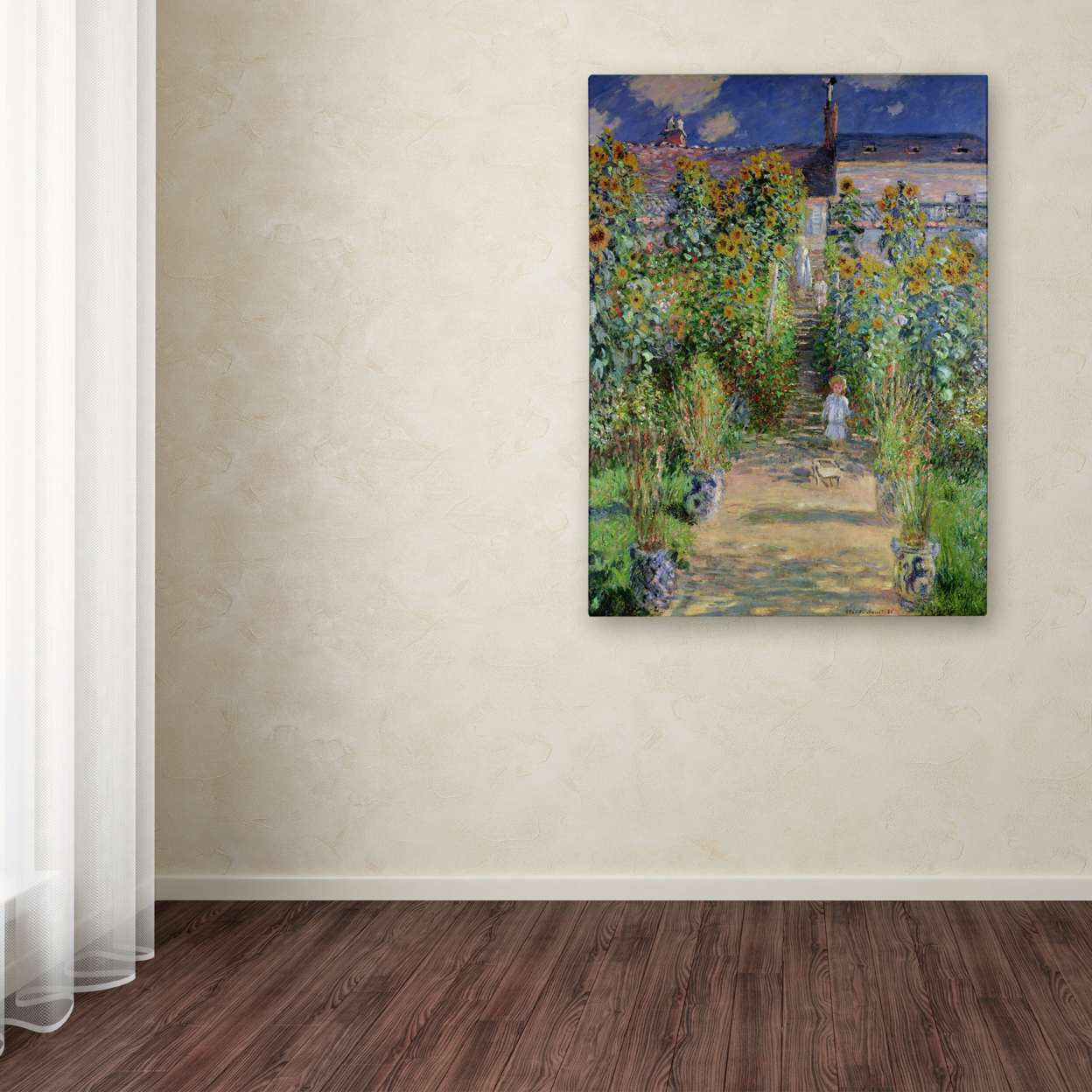 Claude Monet 'The Artist's Garden At Vetheuil' Canvas Wall Art 35 X 47